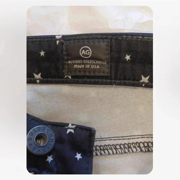 AG Star Printed Super  Skinny Legging Ankle Jeans Black White Stars Size 24R - Picture 10 of 13